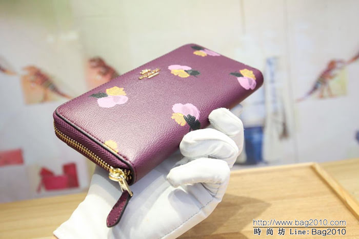COACH蔻馳 55950 牛皮女錢包 花卉印花塗層 拉鏈錢包  Chz1198